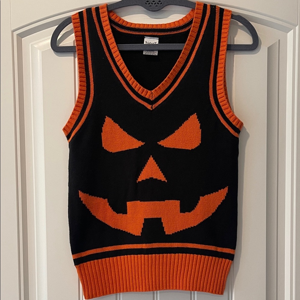 Spirit Black and Orange V-Neck Sweater